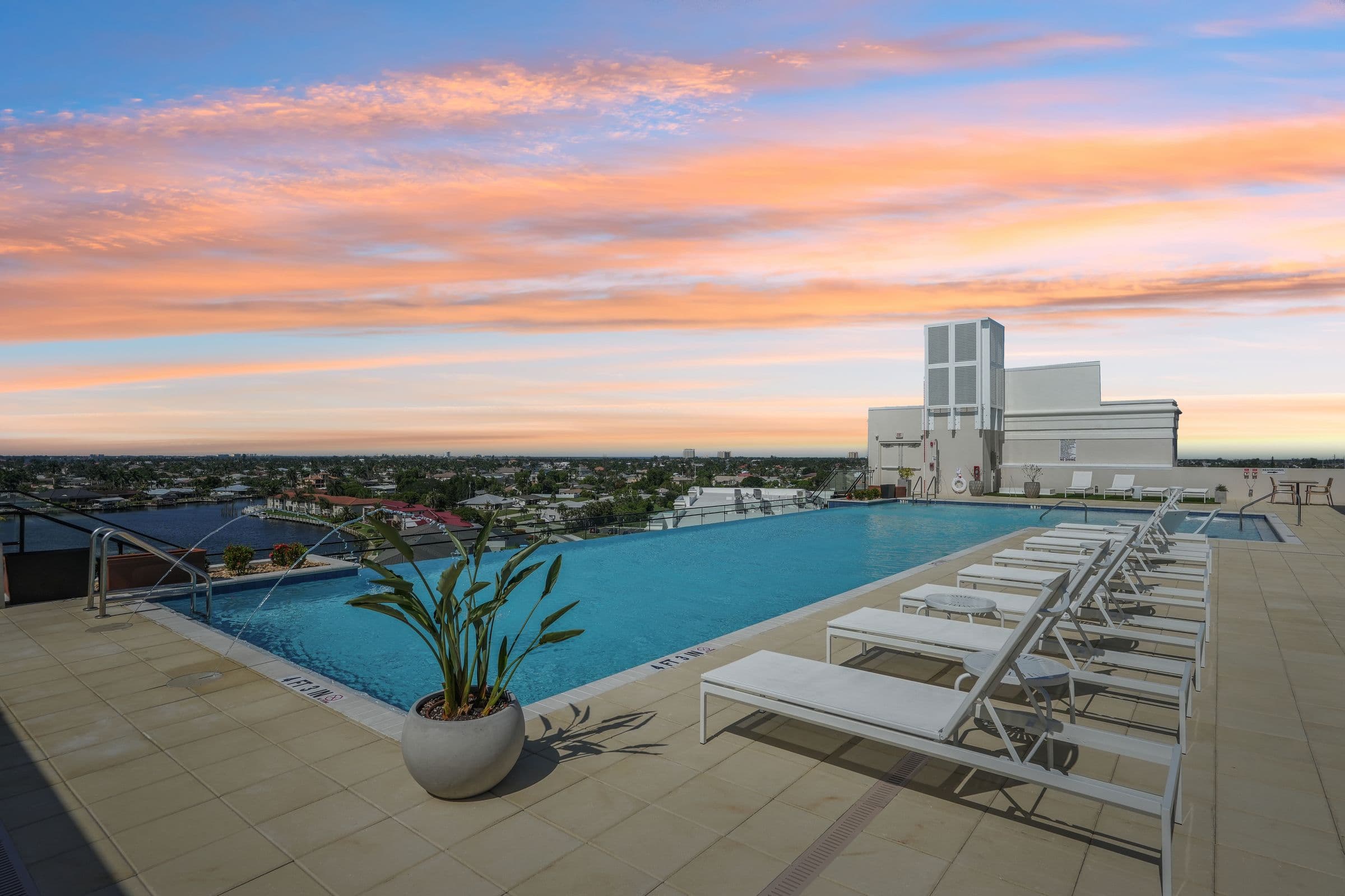 Bimini Square Pool at Twilight